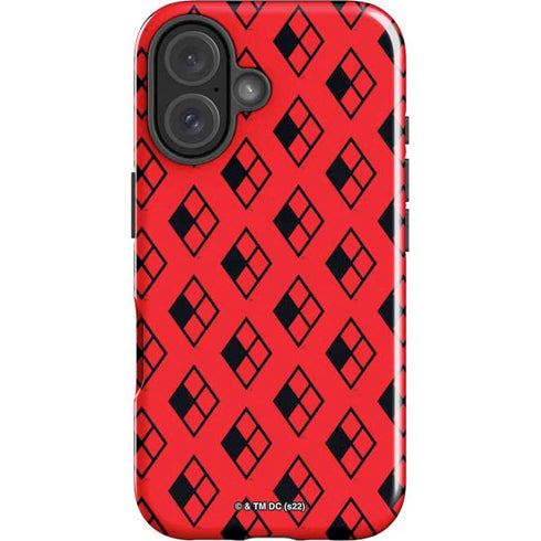 DC Comics Harley Quinn Logo Pattern iPhone 16 Plus Impact Case